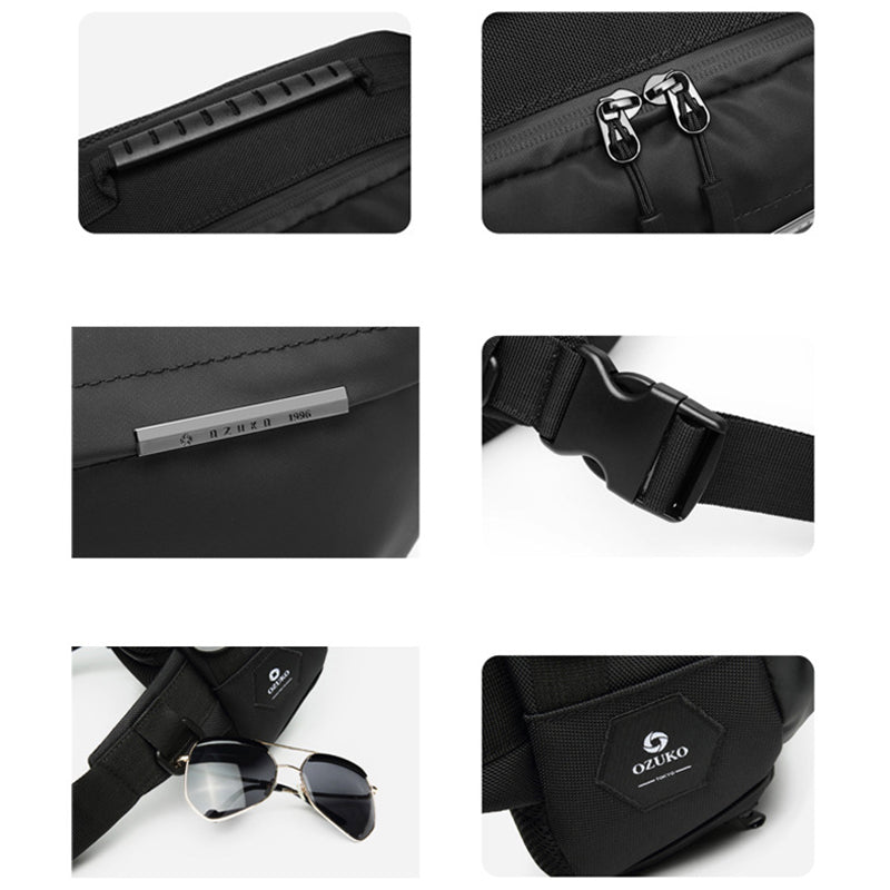 OZUKO 9260 Men Waterproof Crossbody Chest Bag Outdoor Sports Waist Bag OZUKO 9260 Men Waterproof Crossbody Chest Bag Outdoor Sports Waist Bag